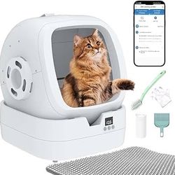 Automatic Cat Litter Box Self Cleaning - APP Control and Weight Monitoring - Ultra-Quiet, Medium Cats and Kittens Litter Box, Safe Anti-Pinch