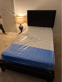 Twin size bed frame with mattress