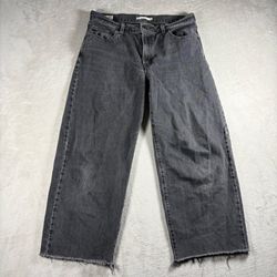 Levis Baggy Dad Jeans Women’s 29 Black Faded Loose Wide-Leg Grunge Skater #1202