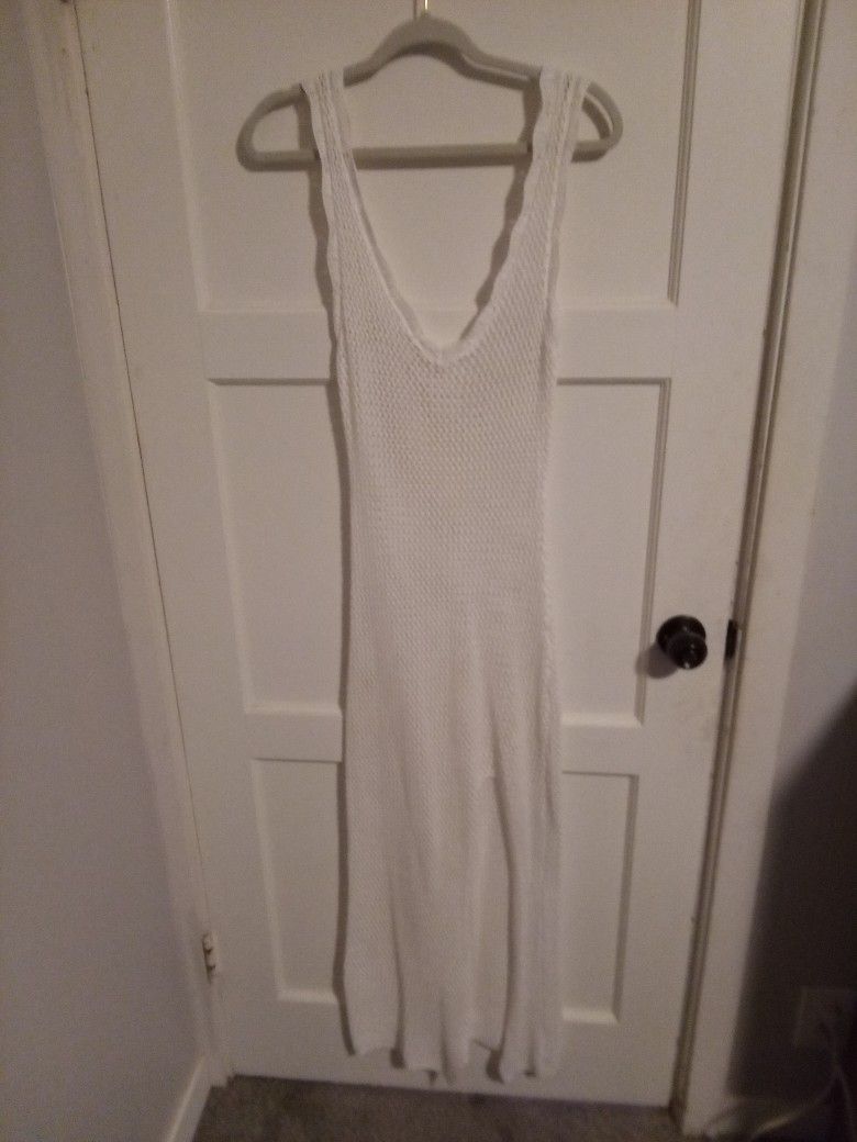 Beautiful White Crochet Maxi Beach Dress