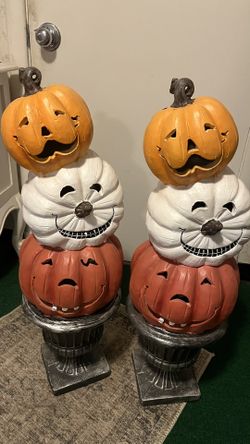 Two brand new outdoor pumpkin topiaries