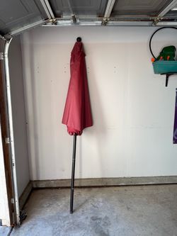 Red Patio Umbrella with Metal Pole