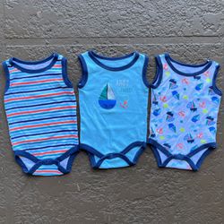 3 Like new Baby Gear sleeveless onesies, size 3-6 months