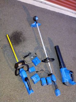Cordless battery operated Kobalt blower weed wacker hedge clipper