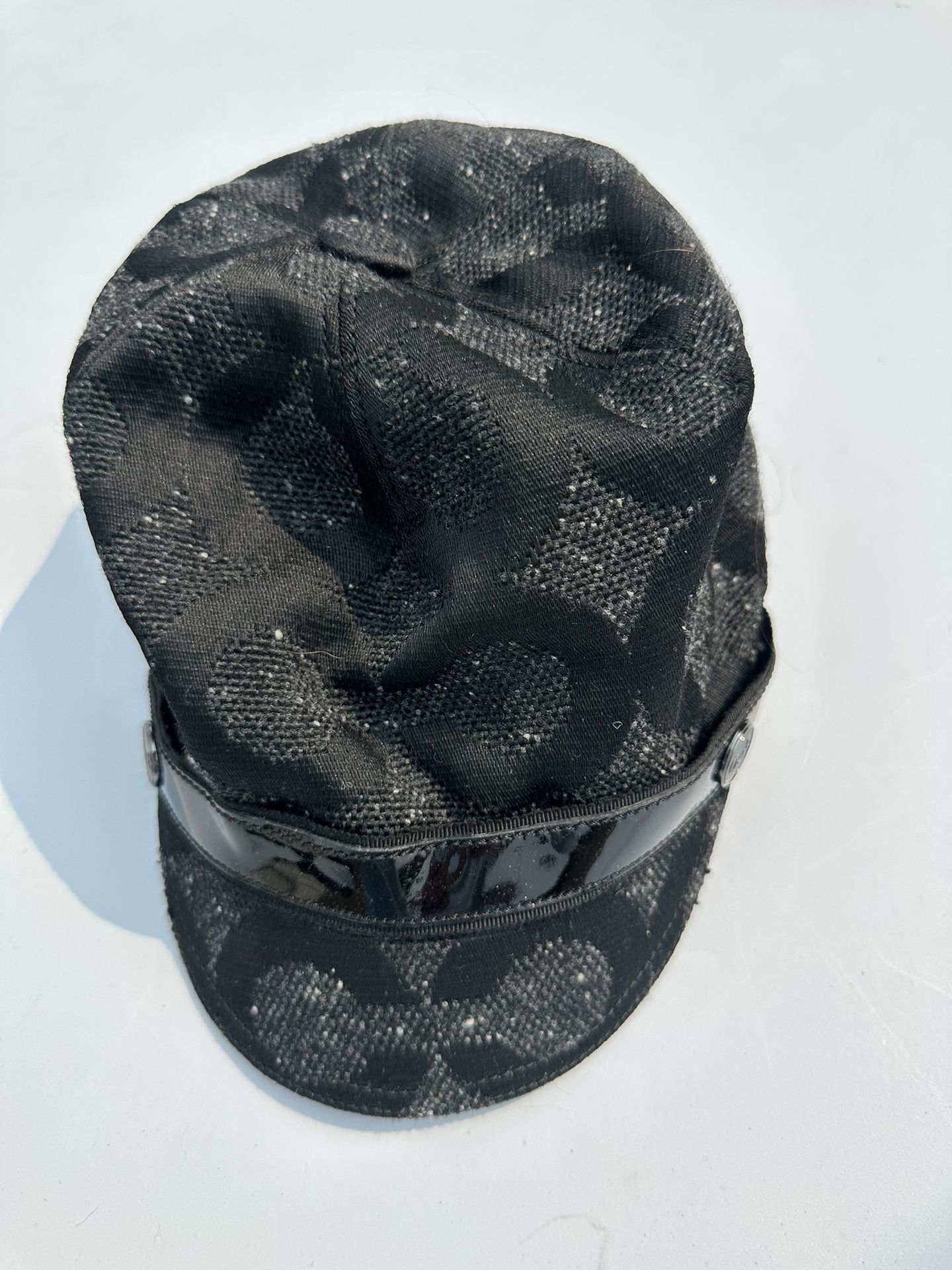Coach Signature Black Newsboy Quilted Lining Monogram Cap