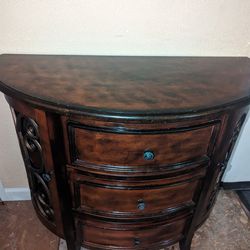 Half Moon Wood And Metal Console Accent Table