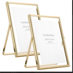 GorYeeFine Gold Metal Photo Frames 4x6 Set of 2