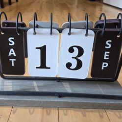 Farmhouse Metal Flip Date Calendar (7" tall X 11" long x 3.5" wide)