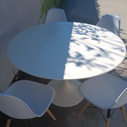 Ikea White 47" DOCKSTA Table with 4 Chairs Priced to Sell