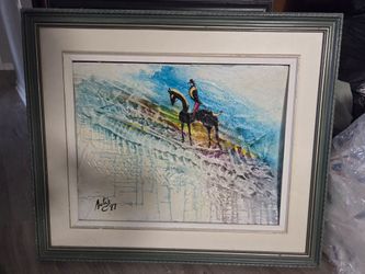 Signed Original Oil Painting Horse and Rider