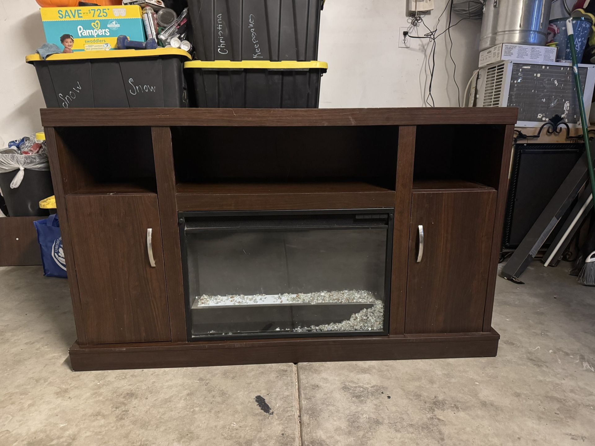 TV Stand With Electric Fireplace - $70
