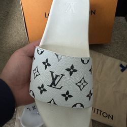 Louis Vuitton Sandal Slipper White Waterfront Monogram Shoes Mens