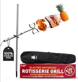 Rotisserie Grill Kit – Heavy Duty Portable Spit Roaster with Electric Motor