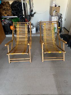 Pair of Bamboo Lounge Chair