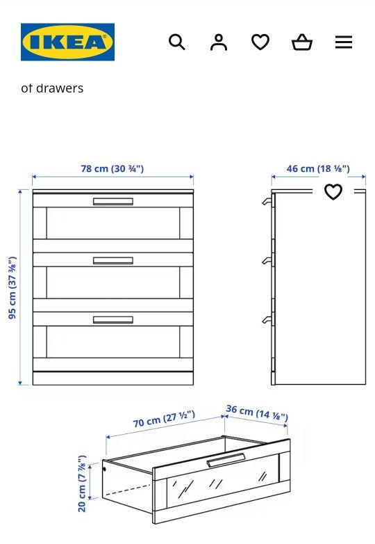 IKEA Brimnes 3drawer Dresser for Sale in Bowie, MD OfferUp