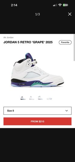 Jordan 5 “Grape” size 8