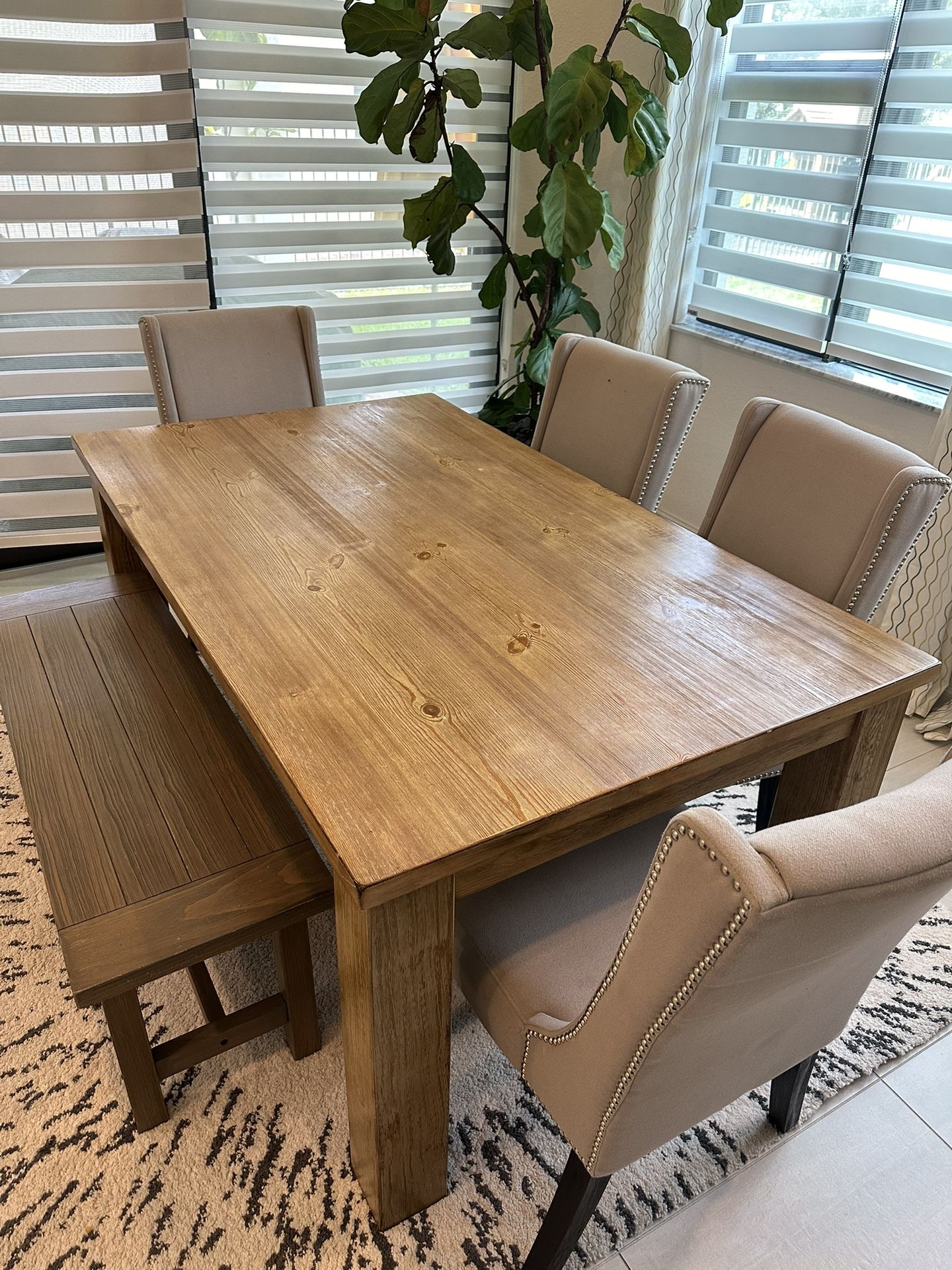 Dining Table with Chairs+Bench