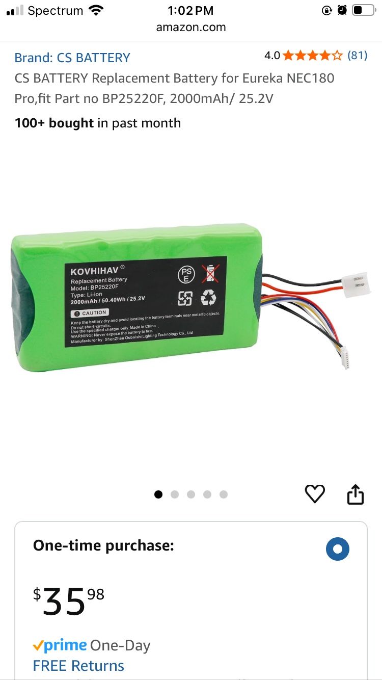 Vacuum Replacement Battery