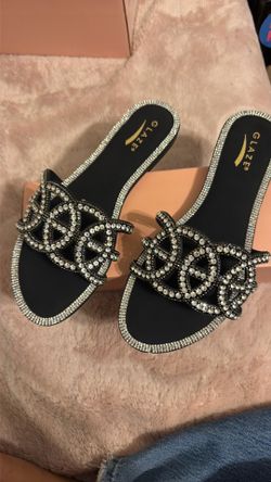 Black Shiny Sandals