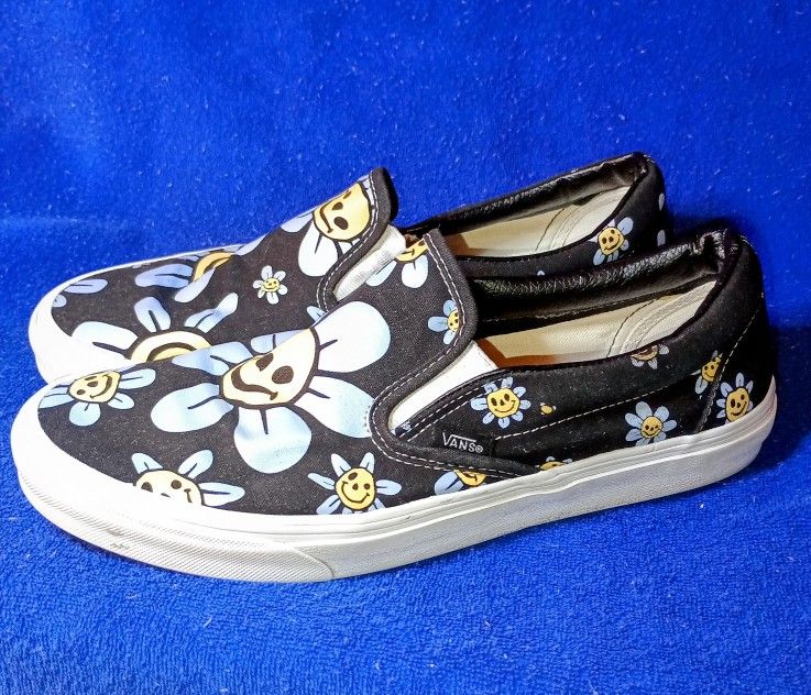 Men's Size 10.5 Vans Classic Slip On Trippy Grin Floral 