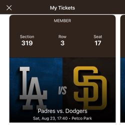 Dodgers @ Padres Tickets | August 23 | 2 Tickets