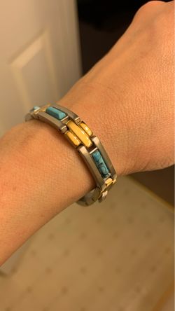 Turquoise stainless steel bracelet 6” wrist