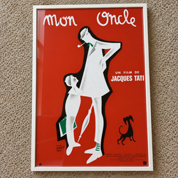 Vintage French Mon Oncle Movie Poster Jacques Tati Pierre Étaix Framed Red Wall Art -Jacques Tati