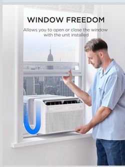 AC  Midea 8,000 BTU U Shaped Smart Inverter Window Air Conditioner - Cools 350 Sq Ft, Ultra Quiet with Open Window Flexibility - Alexa/Google Assistan