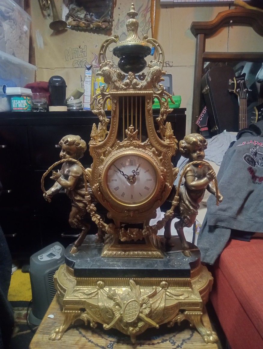 Large Brass & Bronze Clock