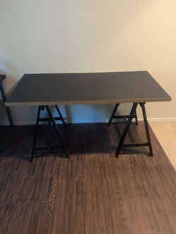 Ikea oddvald trustle leg desk linnmon desk top