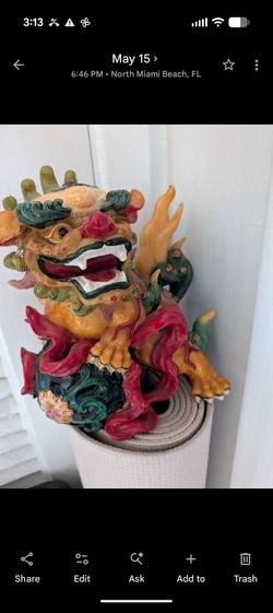 Vintage  toscano dog dragon asian.