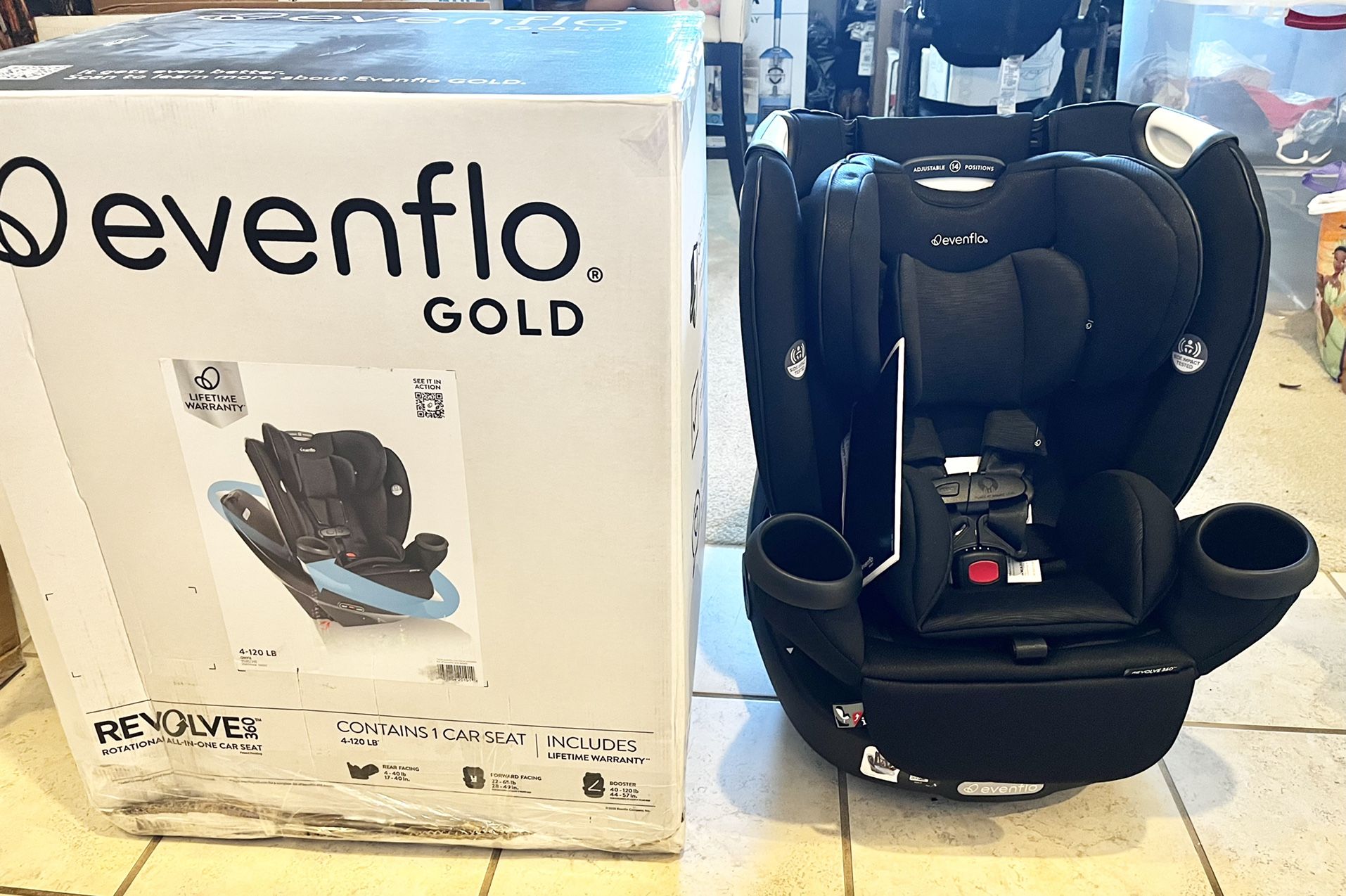 Evenflo Gold Revolve360 Rotational All-in-1 Convertible Car Seat Swivel Car Seat Rotating Car Seat