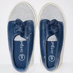 Cat & Jack Toddler Boy Size 6 Blue/Gray Slip On Shoe, SMOKE FREE!