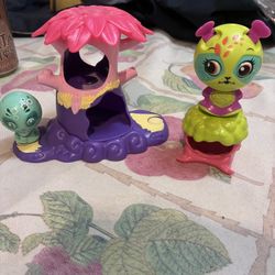 4pc Zoobles Lot Panzi and Pandima with Happitat Pink Purple
