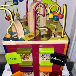 B. toys Wooden Activity Cube - Zany Zoo