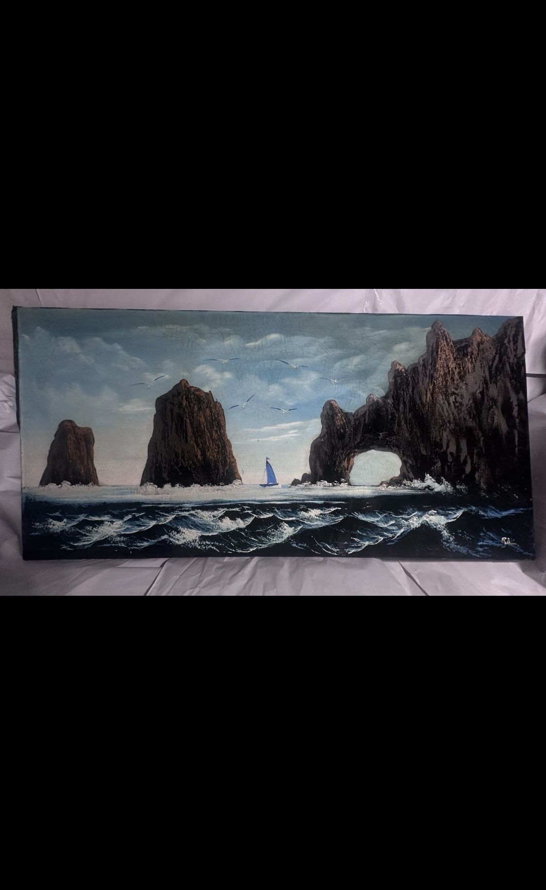 Vintage 1960’s Signed by Artist RAV Black Velvet Painting