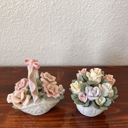 Vintage Pair Of Small Porcelain Bouqets