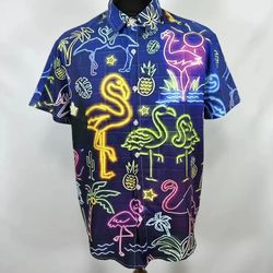 New Short Sleeve Button Down Men's Hawaiian  Shirt Top Streetwear Size Xl Extra Large 