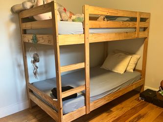 IKEA pine wood bunk bed frame.  Solid wood.