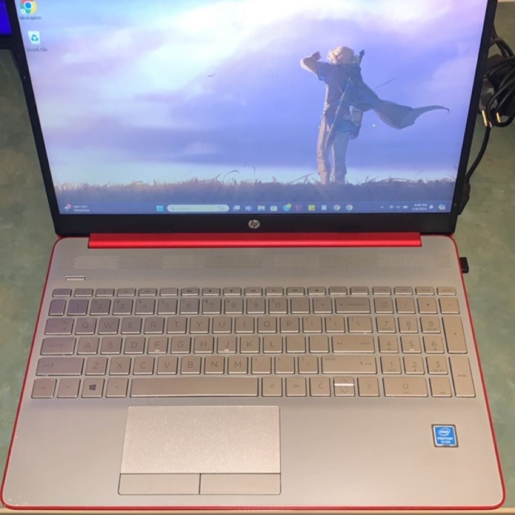 HP 15.6” Pentium 4GB/128GB Laptop- Scarlet Red
