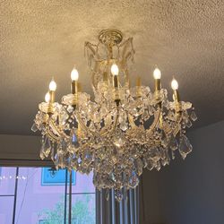 Wide Crystal Chandelier With Royal Cut Crystals Large