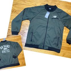 New Balance Log Back/front Olive Green Full Zip Jacket Men’s Sz L New! 