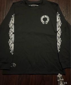 Chrome Hearts Horseshoe Floral Long Sleeve Black Shirt