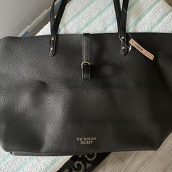 Victoria’s Secret Black Leather Tote Bag
