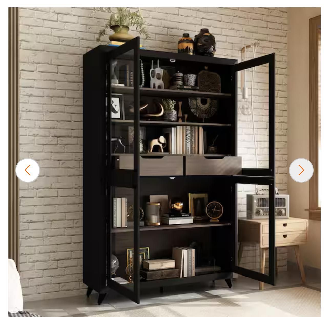 Dark Brown Cabinet, Office Storage Cabinet with 5-Shelf, 