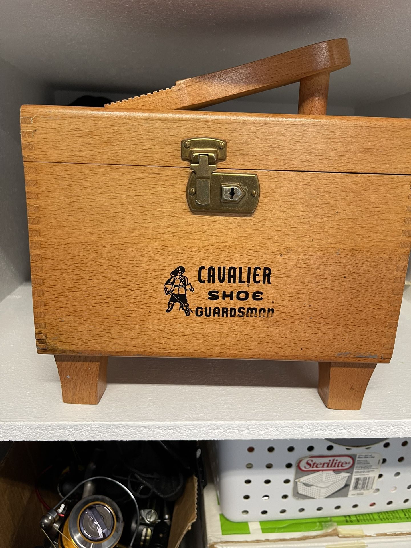 Vintage Wooden Shoe Box - With Key