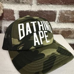 New A Bathing Ape Bape Trucker Hat SnapBack Green Camo Nigo Pharrell Hat