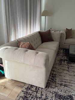 Cream Tufted Sectional Sofa