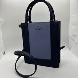 Kate Spade Lena Colorblock Mini Tote Leather Crossbody Purse KI885 Parisian Navy