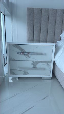 City Furniture Modena White Marble Nightstands - Set of 2
